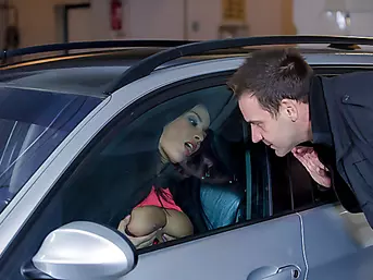 at the parking lot hot Anissa seduces her textmate guy into fucking her