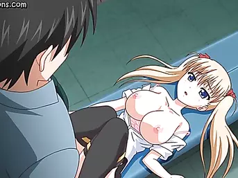 Perverse anime blonde teasing shaft