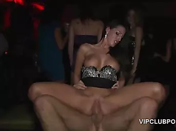 Sexy blonde humping huge dick in the VIP