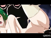 Green haired Anime girl gets ass slapped - sleazyneasy.com