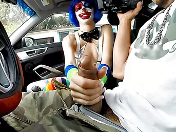 Teen clown Mikayla Mico fucked in public for a free ride