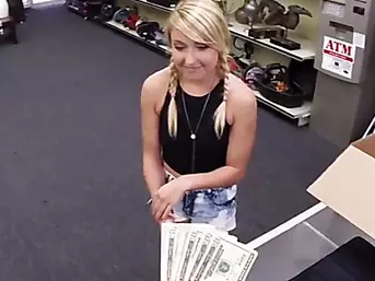 Sexy Single Lady with nice tits gets fucked in the Shop