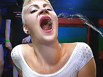 European babe gets drenched in piss and banged