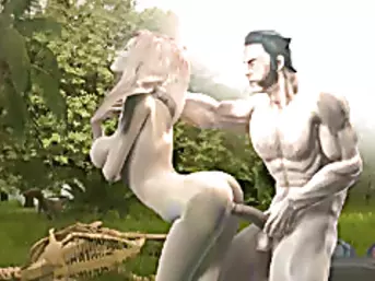 Wolverine 3D animation fucked from behind in the outdoor