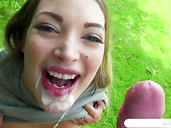 Tamara Grace offers a stranger some blowjob for cash