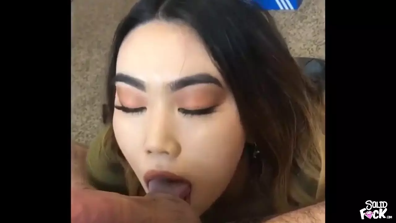 Korean college slut sucking cock and eating the load