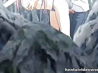 Sexy hentai girl in bikini outdoor penetration