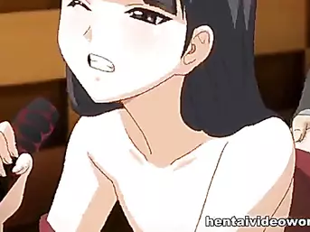 Hot brunette hentai girl gets creampie