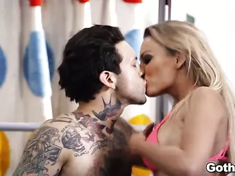 Isabelle Deltore works hard for a cum on her tattoo