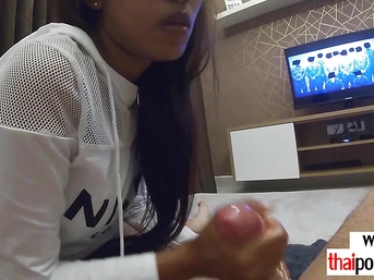 Amateur Thai teen Cherry too tired for a fuck so giving a sensual handjob