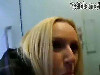 Real amateur blonde Czech girl flashes her huge tits and fucked