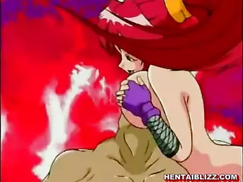 Redhead hentai ninja gets squeezed her tits by ghetto anime bald