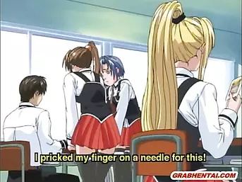 Blonde hentai schoolgirls with a d cup screwed hard
