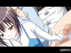 Hentai teen gets horny and rubs large pecker