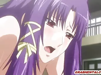 Busty Japanese hentai masturbating and watching her friend fucked