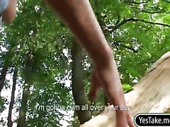 Eurobabe Jana pussy fucked in the woods