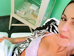 Hot blonde nurse rides her doctors cock