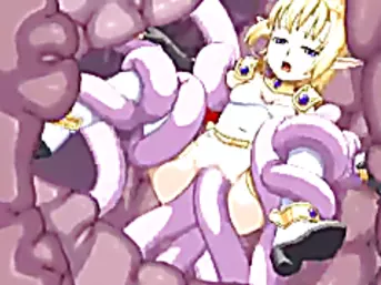 Cute hentai caught and hard drilled tentacles