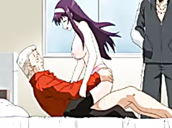 Japanese hentai sucking and riding her boss bigcock