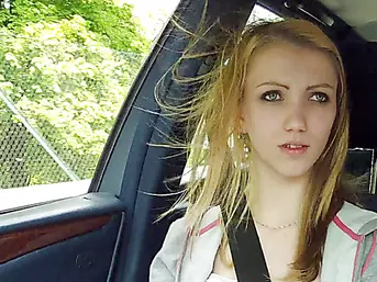 Damn pretty Euro girl Beatrix gets fucked hard in the car and receives cumshots