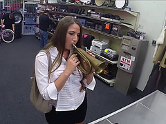Busty and Sexy Blonde gets fucked hard inside the secret pawnshop