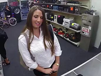 Hot Horny Lady get fucked in pawnshop by a pervy owner