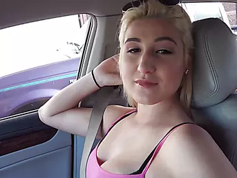Damn super hot blonde Destiny gets pussy rammed in the car
