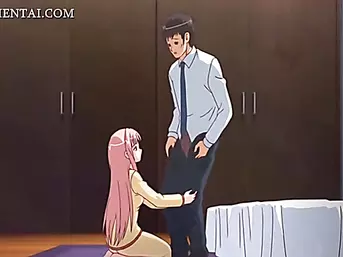 Cute hentai girl gets punished to suck big cock